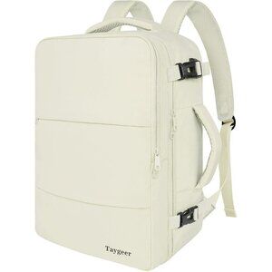 Travel Cream beige Backpack for Women Carry On Laptop Bag USB Port TSA Pouch